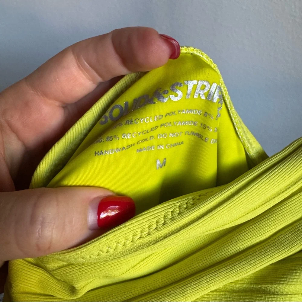 NWT Solid & Striped The Anne-Marie Ribbed One Piece Swimsuit Chartreuse Sz M